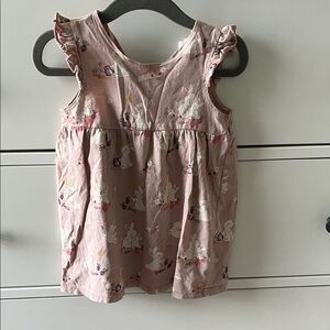 Pink Sleeveless Toddler Dress with Bunny Print